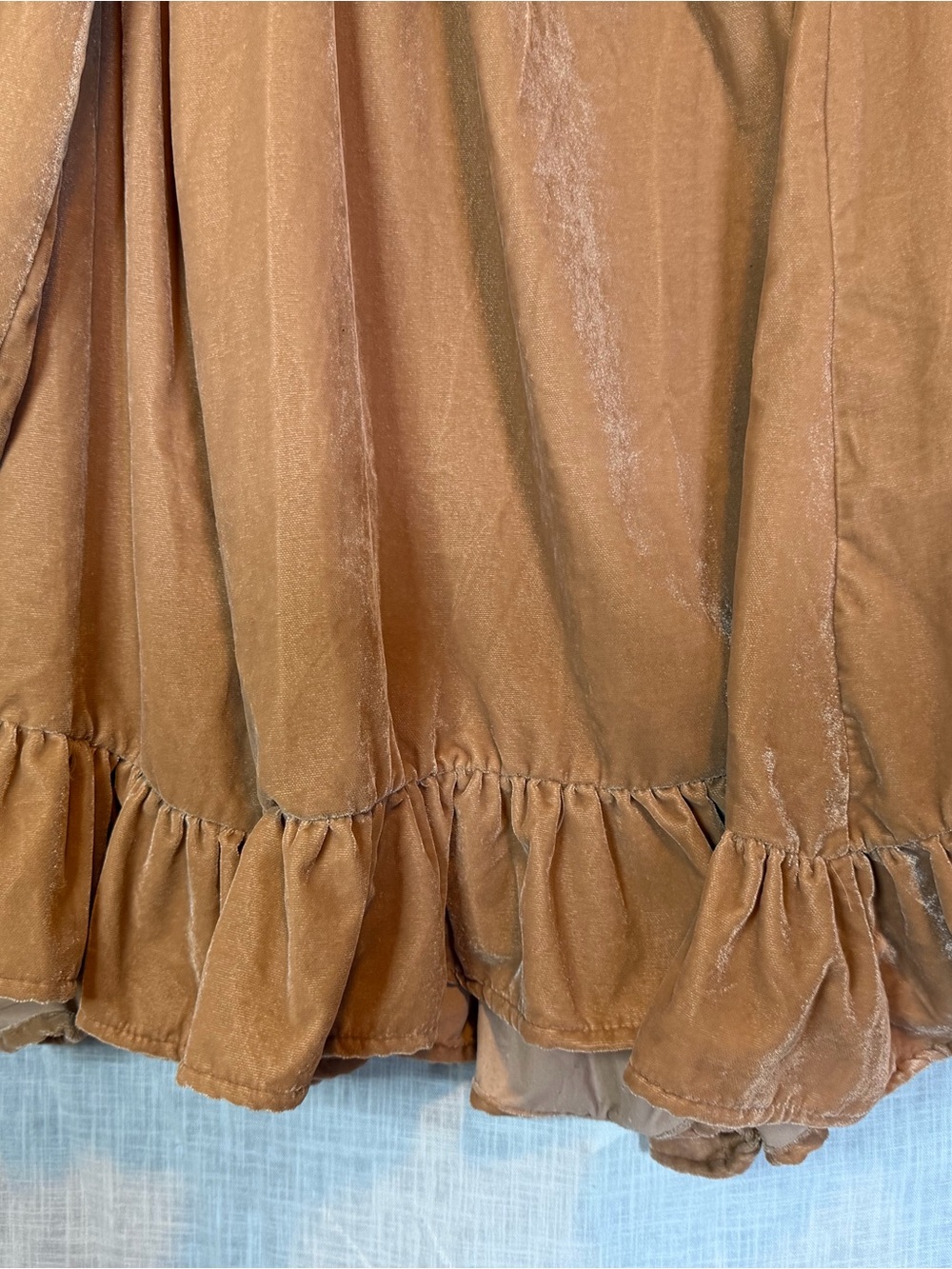 Free People Estella Copper Blush Velvet Mini Dress Ruffle Size S Romantic - Picture 11 of 13